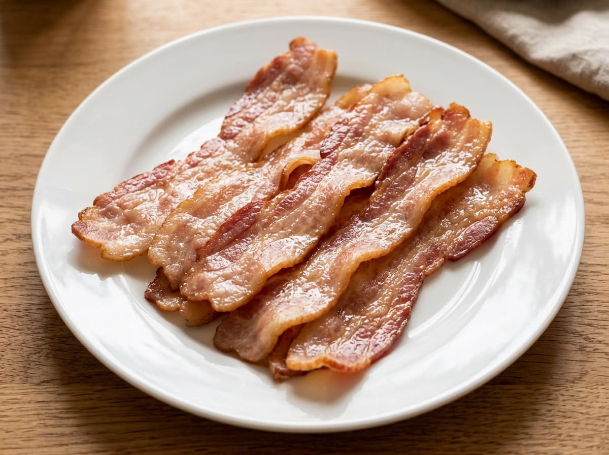 Soft / Chewy bacon strips on plate