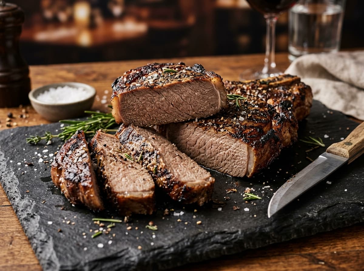 Well Done cooked steak cross section